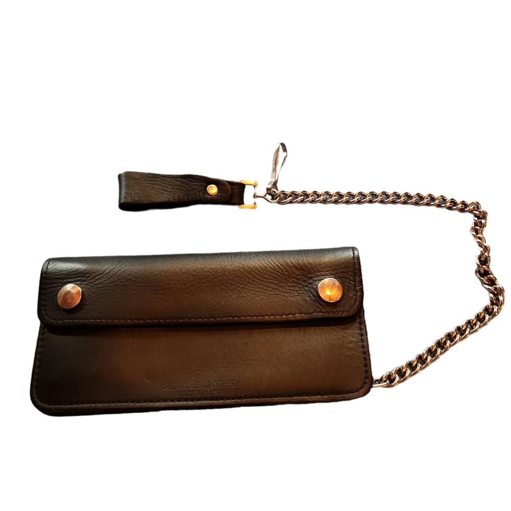 Genuine Black Leather Wallet With Chain